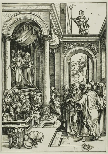 The Presentation of the Virgin in the Temple, from The Life of the Virgin by Albrecht Dürer, print, 1503-1504