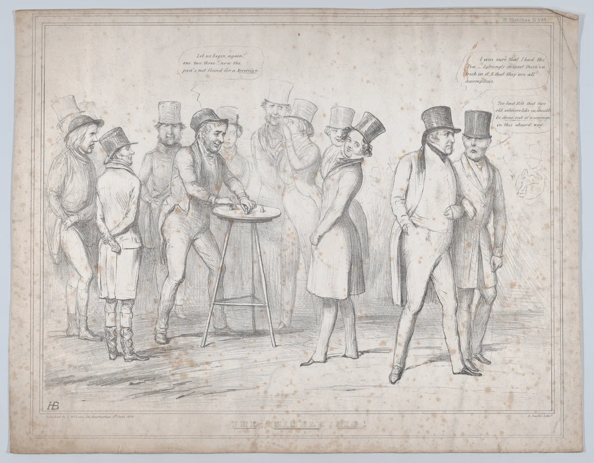 The Thimble Rig! by John Doyle, print, 1839