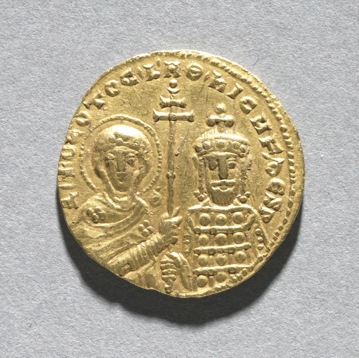 Nomisma with Nicephorus II Phocas (reverse) by Unknown, metalwork, 963-969