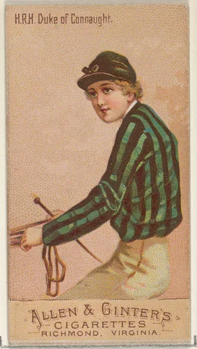 H.R.H. Duke of Connaught, from the Racing Colors of the World series (N22b) for Allen & Ginter Cigarettes by Allen & Ginter, print, 1888