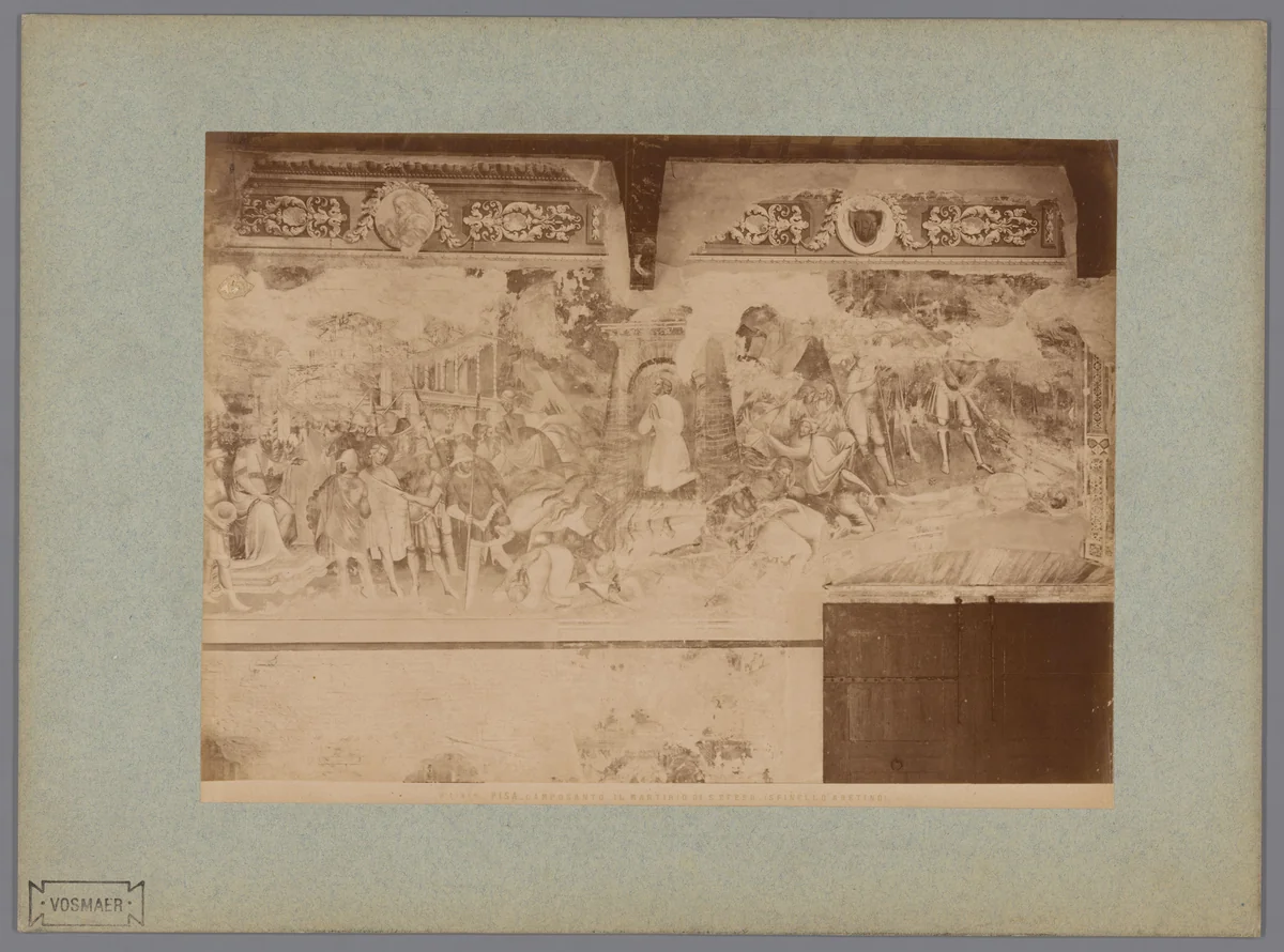Fotoreproductie van het fresco Het martelaarschap van Sint Ephysius naar Spinello Aretino in het Camposanto te Pisa, Italië by Fratelli Alinari, photograph, 1857-1900