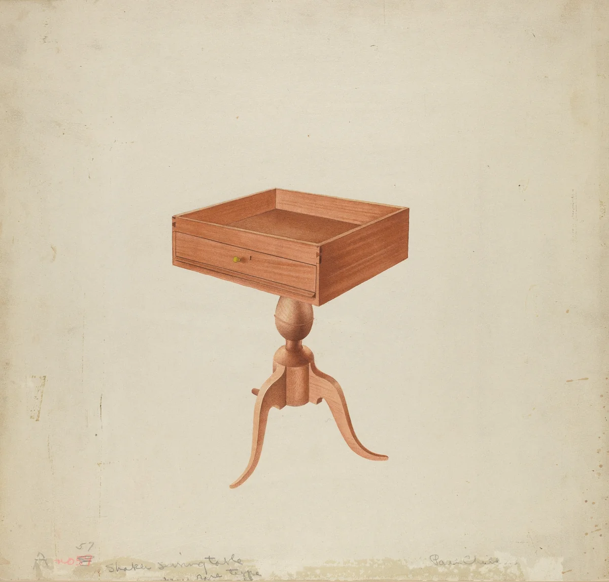 Shaker Sewing Table by William Paul Childers, index of american design, 1935-1942