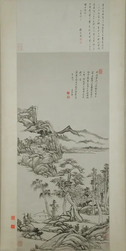 Landscape in the Styles of Huang Gongwang and Gao Kegong by Wang Yuanqi, painting, 1705