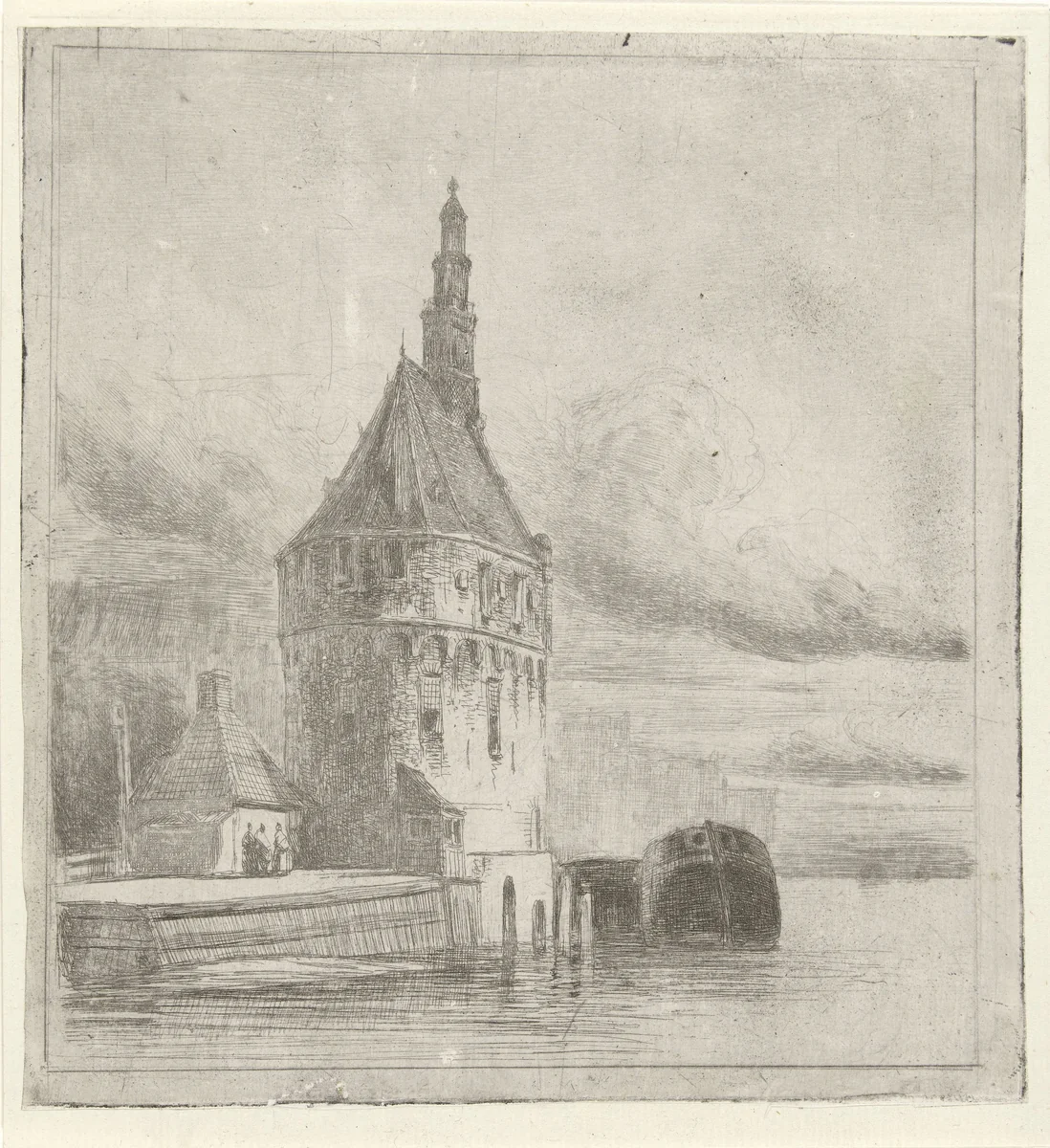 Toren aan het water by Lambertus Hardenberg, print, 1837-1900