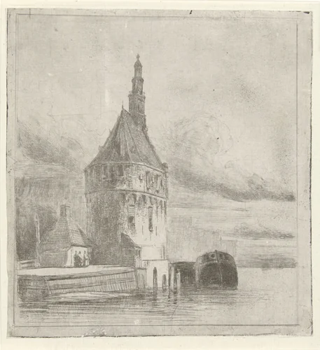 Toren aan het water by Lambertus Hardenberg, print, 1837-1900