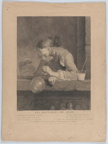 Soap Bubbles by Pierre Filloeul, print, 1739