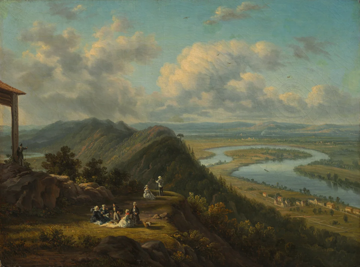 The Oxbow Seen from Mount Holyoke by Victor de Grailly, painting, 1840-1850
