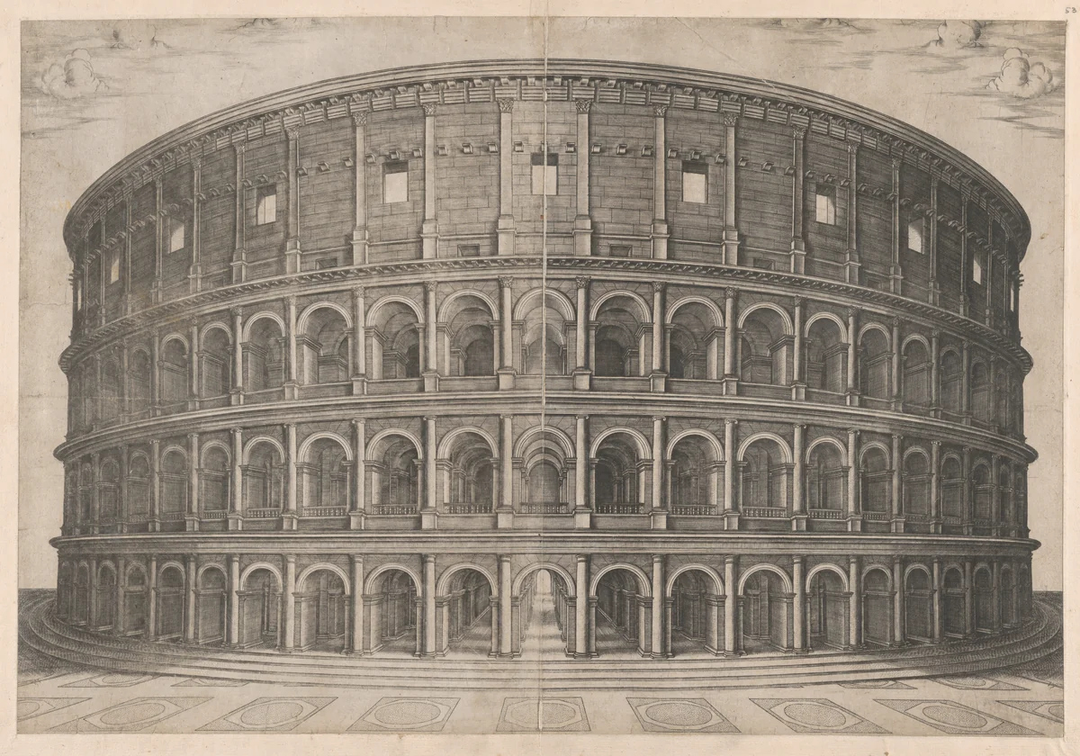 The Colosseum, from "Speculum Romanae Magnificentiae" by anonymous, print, 1530-1560