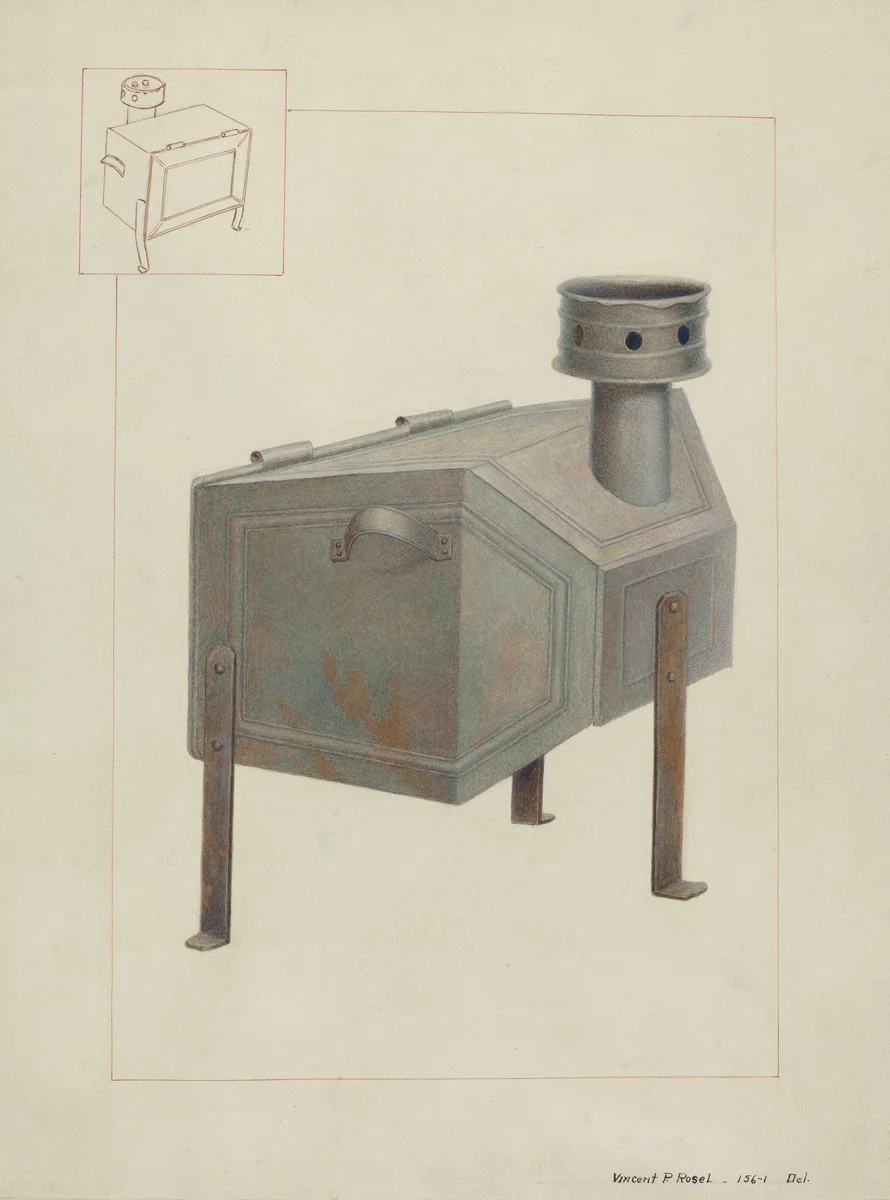 Tin Stove by Vincent P. Rosel, index of american design, 1937