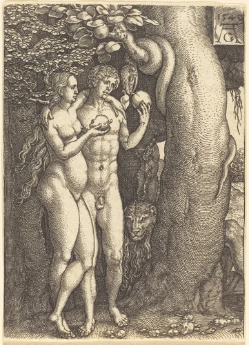The Temptation by the Snake by Heinrich Aldegrever, print, 1540