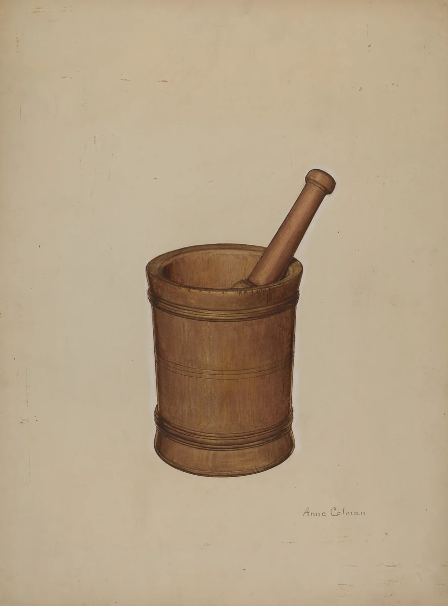 Mortar and Pestle by Anne Colman, index of american design, 1938