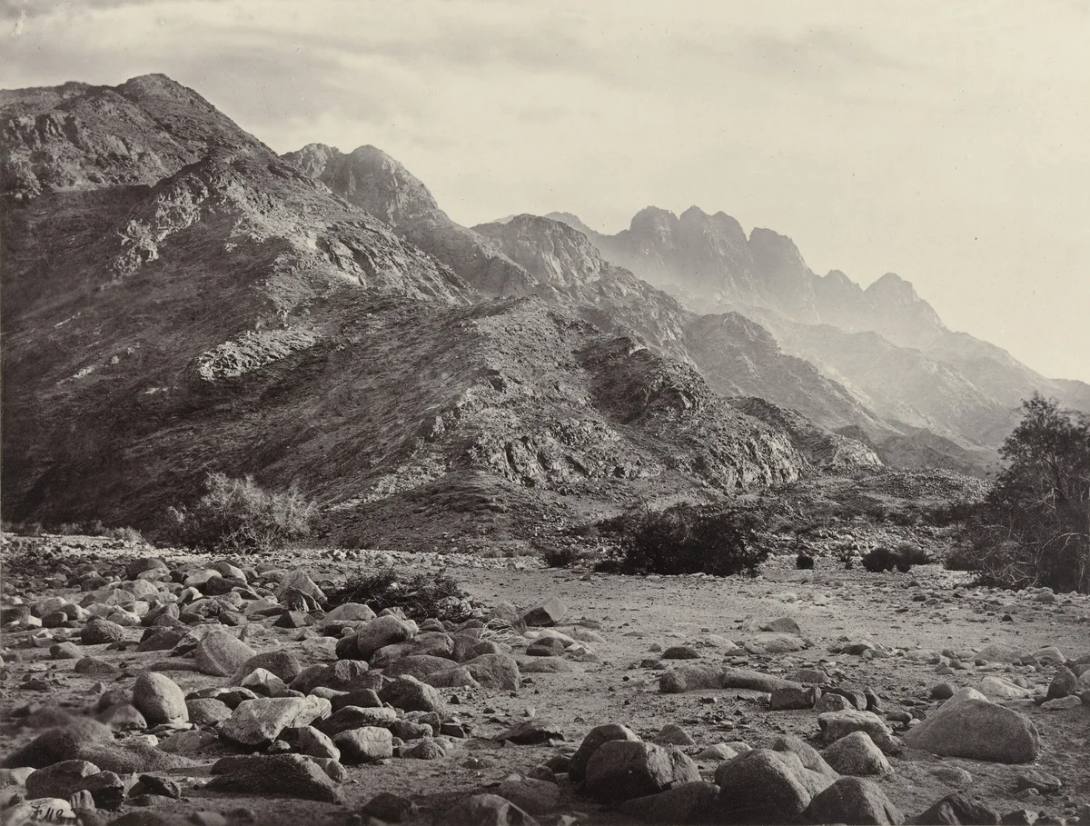 Distant View of Mont Serbal by Francis Frith, photograph, 1855