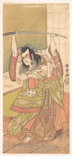 The Third Otani Hiroji as a Daimyo Standing on the Engawa by Katsukawa Shunshô (勝川春章), print, 1761-1781