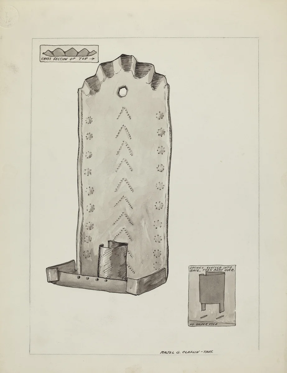 Tin Candle Sconce by Majel G. Claflin, index of american design, 1935-1942