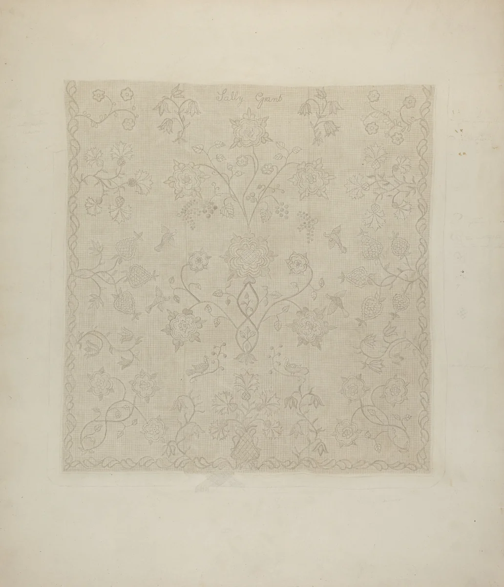 Bedspread by Arlene Perkins; Suzanne Roy, index of american design, 1935-1942