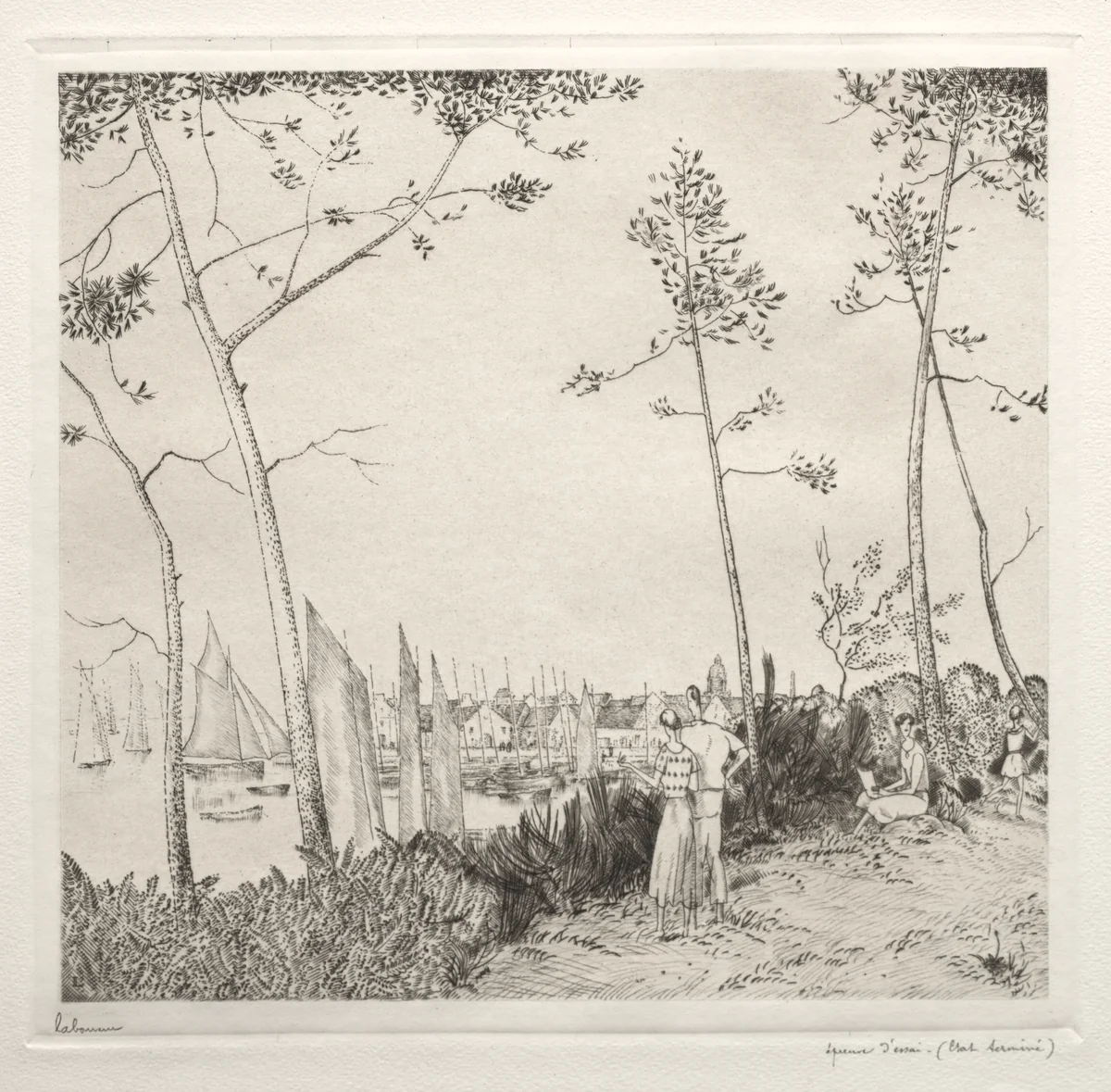 La Promenade sur le Port by Jean-Émile Laboureur, print, 1935