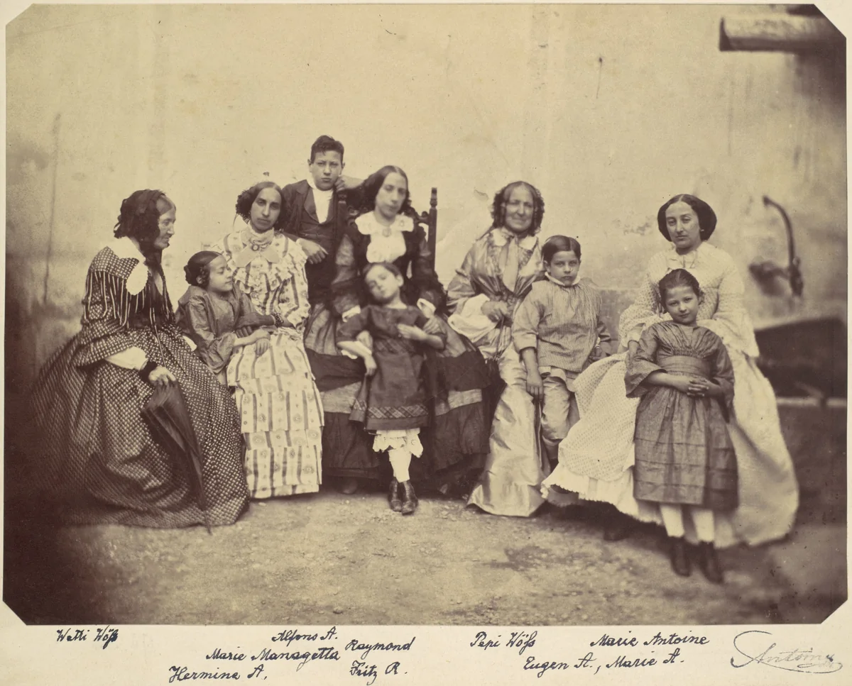 [Ten members of the Antoine family] by Franz Antoine, photograph, 1850-1869