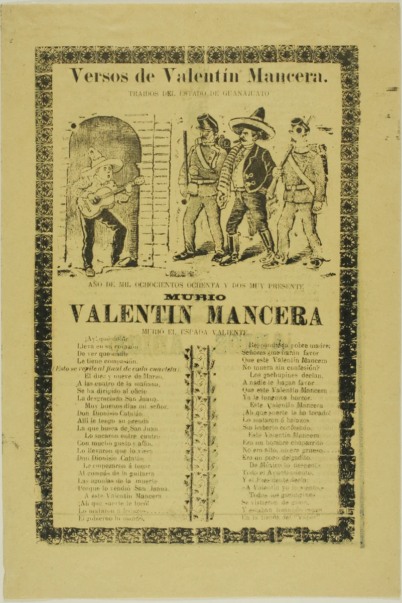 Verses of Valentin Mancera by José Guadalupe Posada, print, 1871-1913