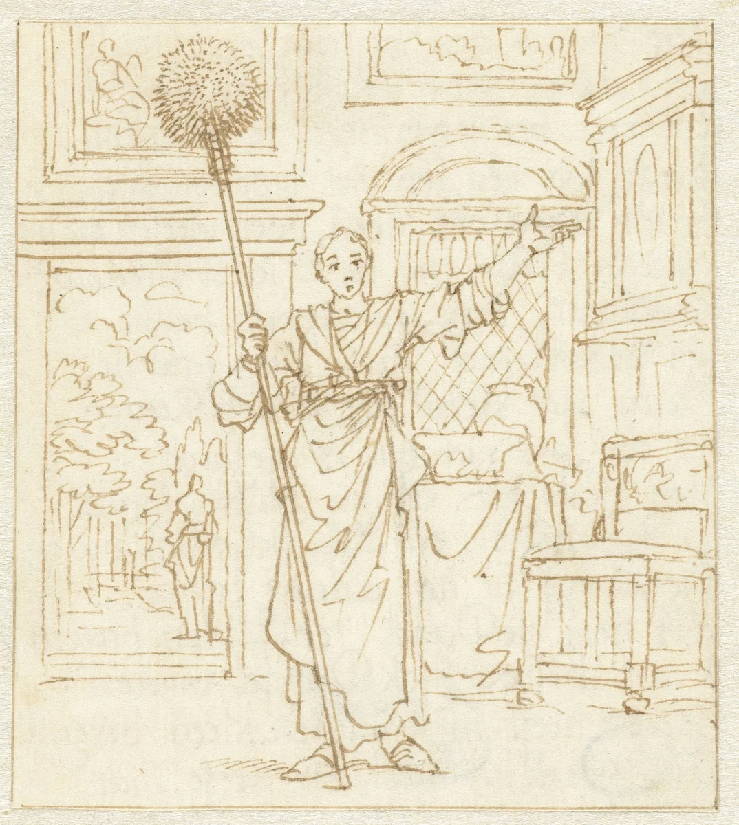 De raagbol by Jan Luyken, drawing, 1709-1711