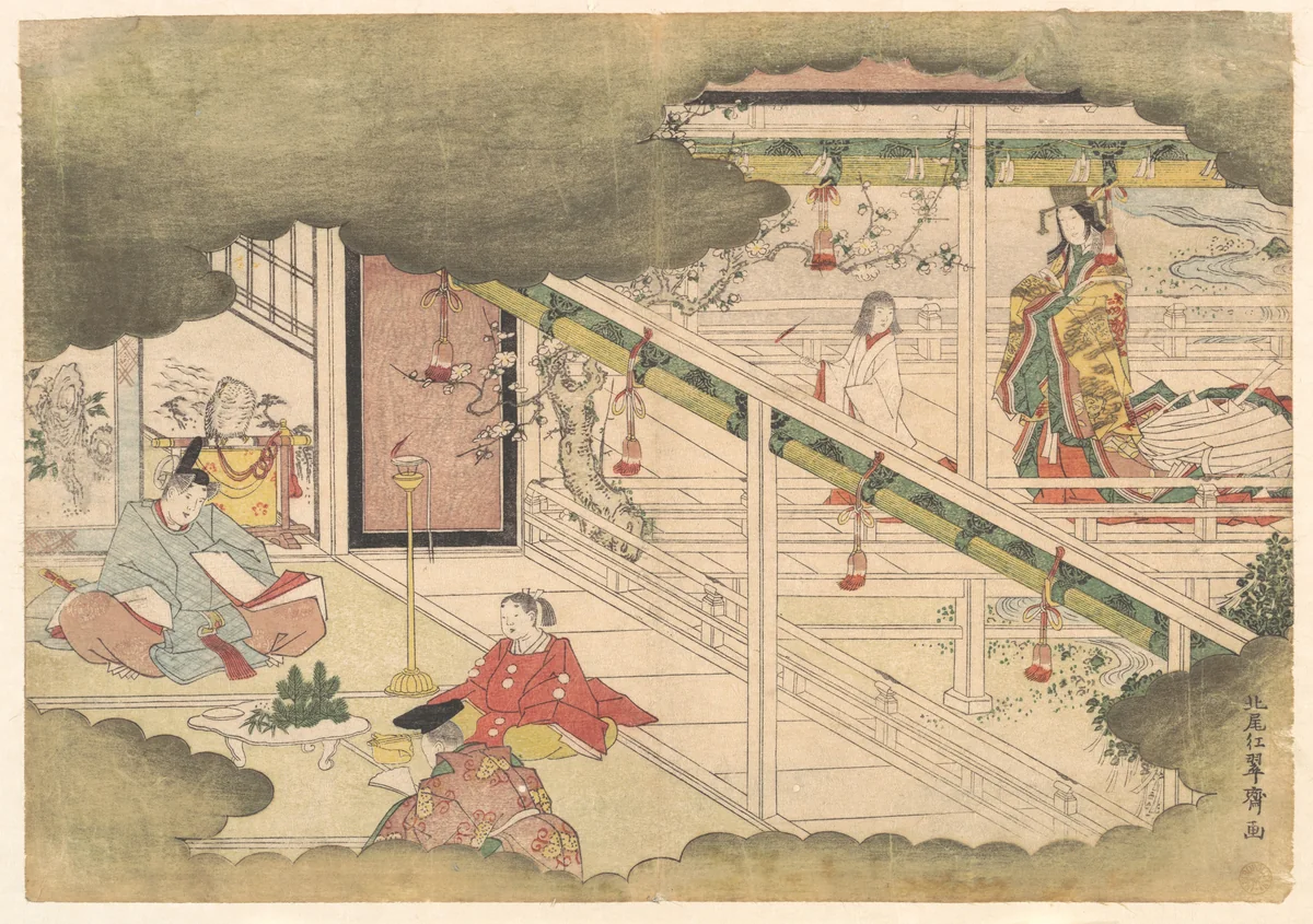 An Incident from the Tales of Ise (Ise Monogatari) by Kitao Shigemasa (北尾重政), print, 1780-1800