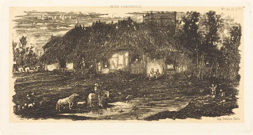 The Farmyard by Rodolphe Bresdin, print, 1861