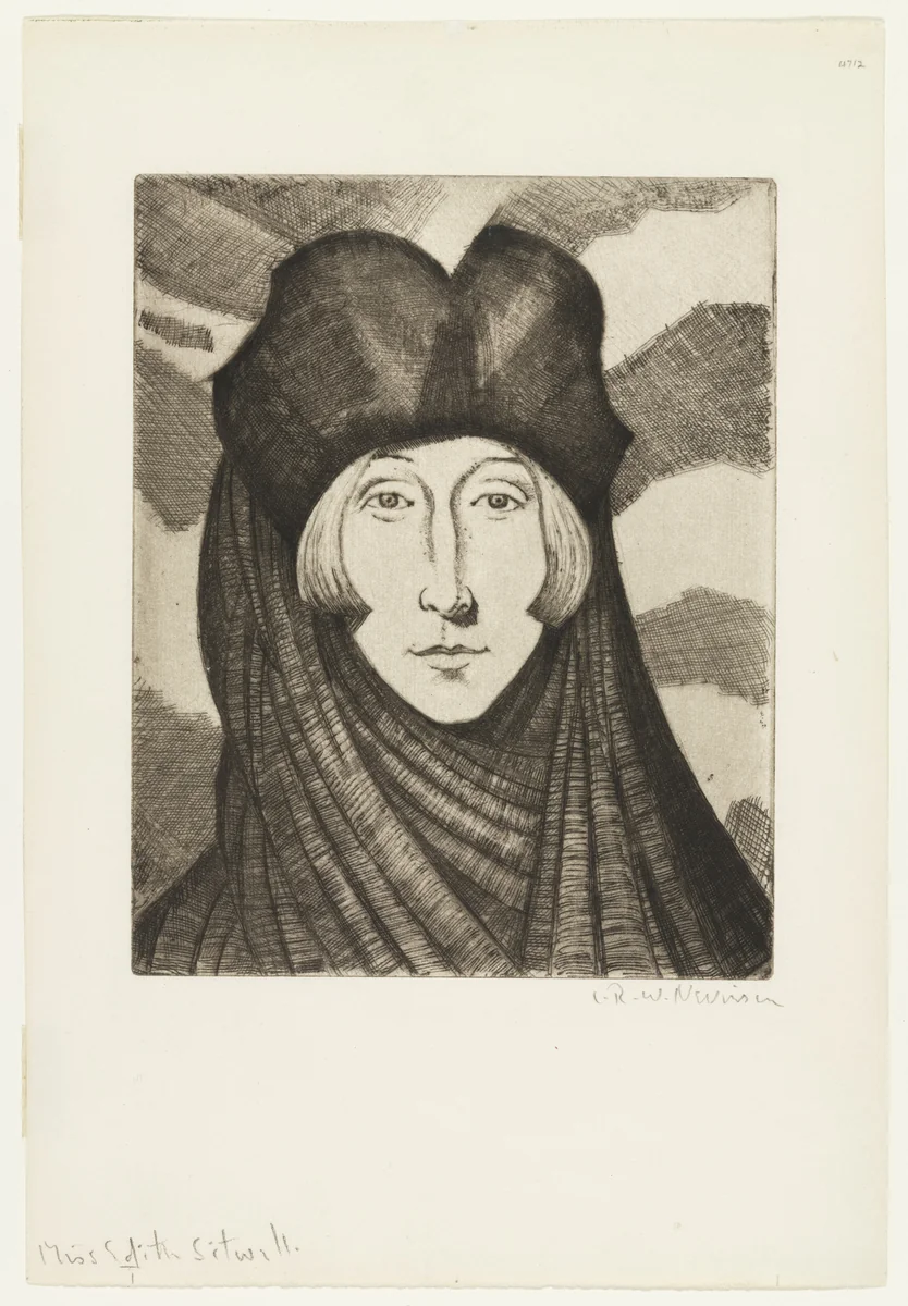 Portrait of Edith Sitwell by Christopher Richard Wynne Nevinson, print, 1927