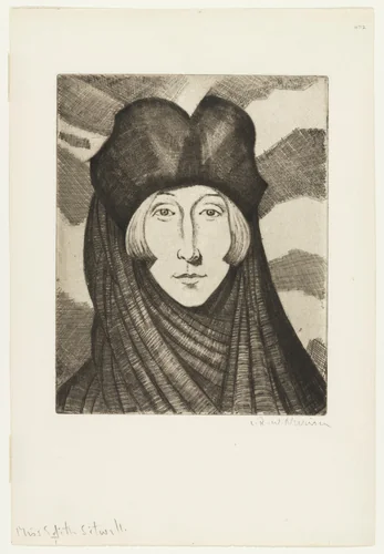 Portrait of Edith Sitwell by Christopher Richard Wynne Nevinson, print, 1927