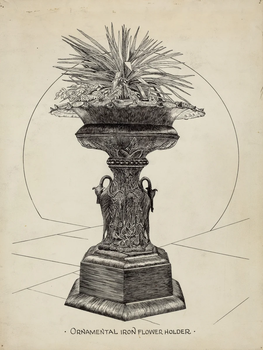 Ornamental Urn for Flowers by Ray Price, index of american design, 1936