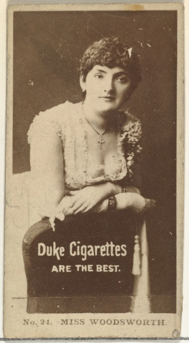 Card Number 24, Miss Woodsworth, from the Actors and Actresses series (N145-6) issued by Duke Sons & Co. to promote Duke Cigarettes by W. Duke, Sons & Co., photograph, 1880-1889
