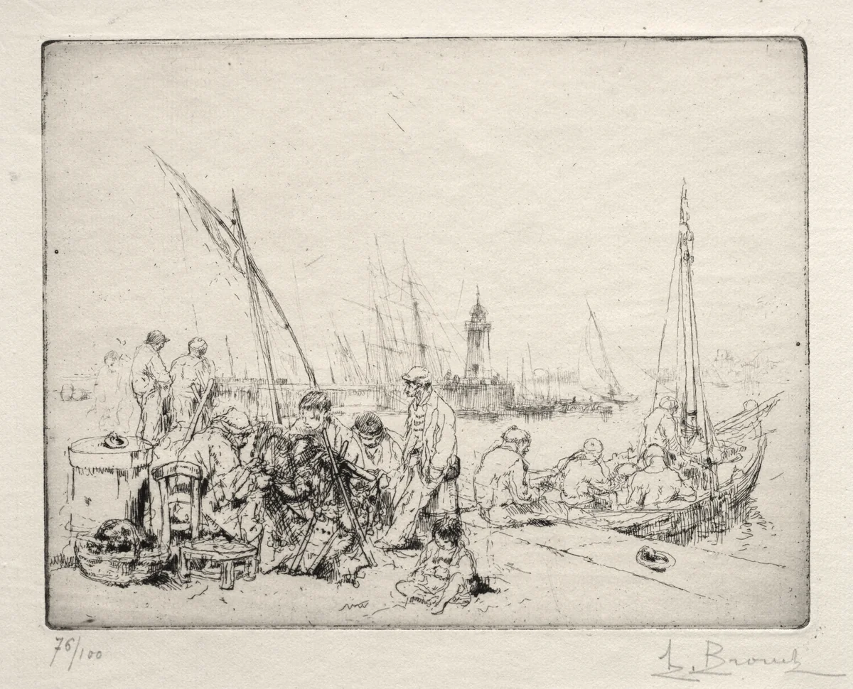 The Net Menders by Auguste Brouet, print, 1913-1923