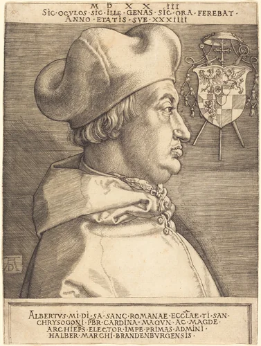 Cardinal Albrecht of Brandenburg ("Large Cardinal") by Albrecht Dürer, print, 1523