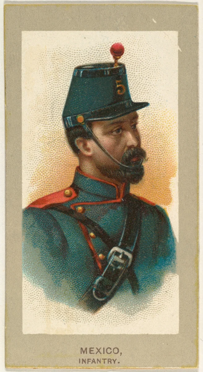 Infantry, Mexico, from the Military Uniforms series (T182) issued by Abdul Cigarettes by Abdul Cigarettes, print, 1881
