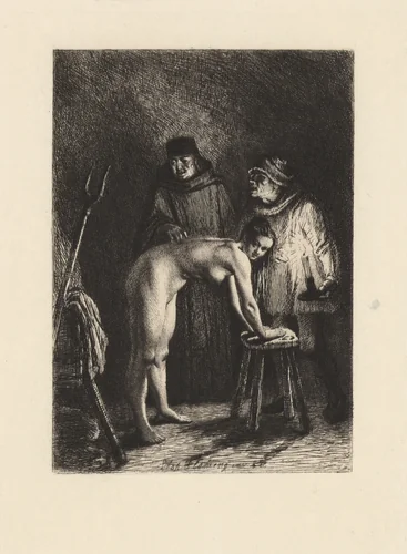 La Jument du Compere Pierre, plate 9 from "The Decameron" by Léopold Flameng, print, 1868-1878