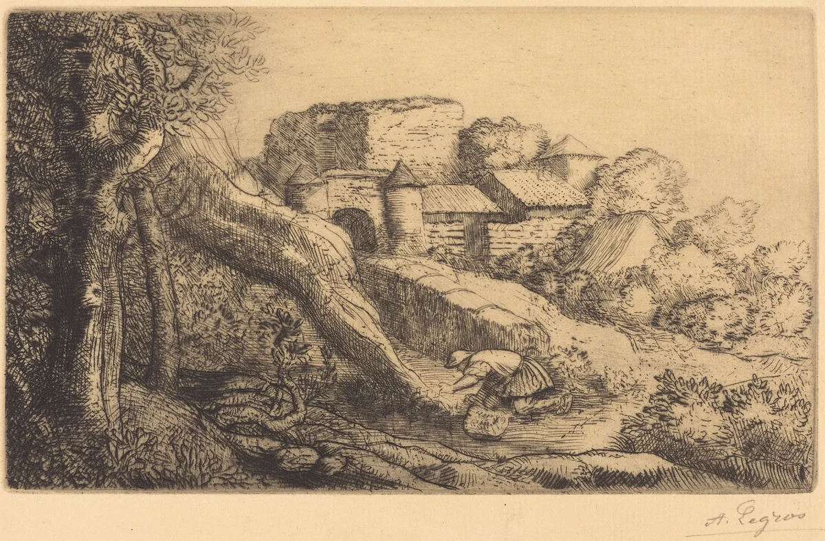 Little Burner of Grass (Le petit bruleur d'herbe) by Alphonse Legros, print, 1837-1911