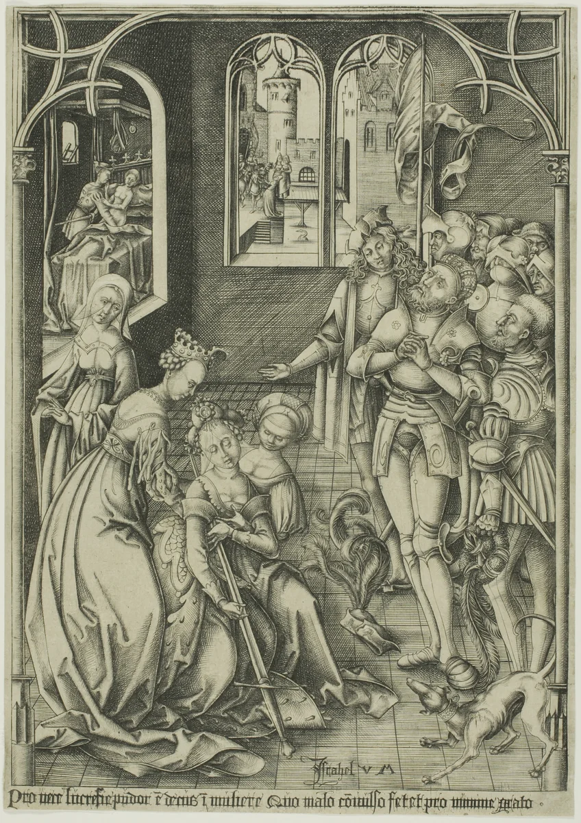 The Suicide of Lucretia by Israhel van Meckenem, print, 1500-1503