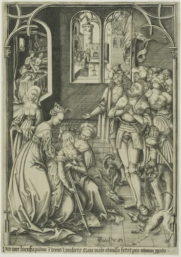 The Suicide of Lucretia by Israhel van Meckenem, print, 1500-1503