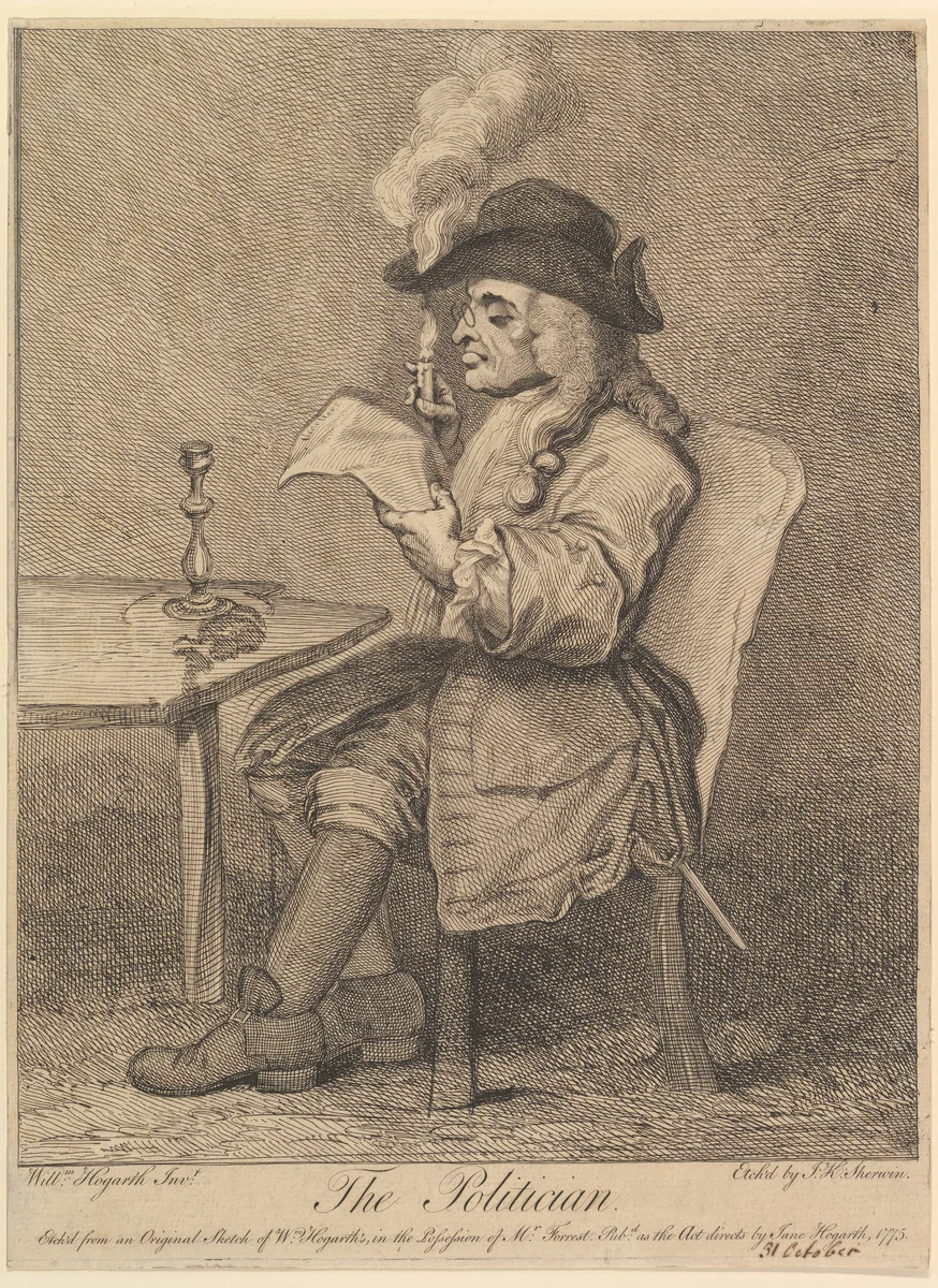 The Politician by John Keyse Sherwin, print, 1775