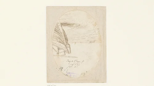 Achtersteven van een gestrande vissersboot by Jacques de Gheyn, drawing, 1600-1605