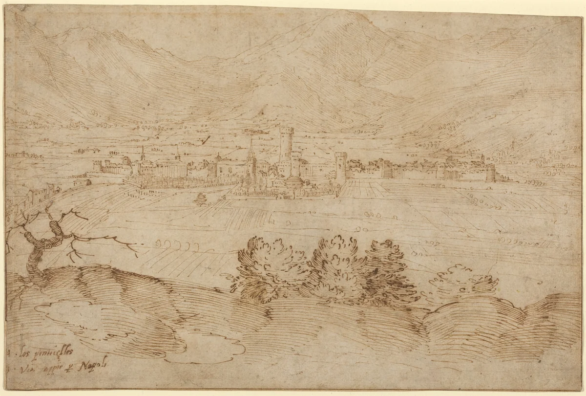 View of Fondi by Anonymous Fabriczy, drawing, 1550-1599