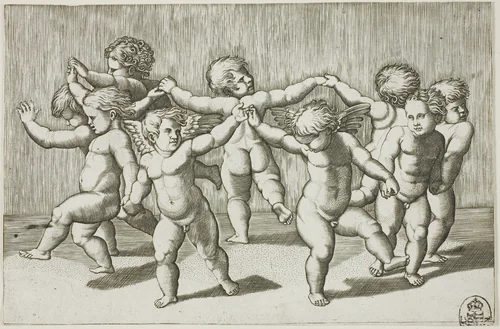 Dance of Cupids by Marcantonio Raimondi, print, 1517-1520