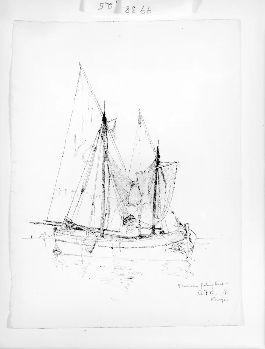 Venetian Fishing Boat, Venice by Andrew Fisher Bunner, artwork, 1883