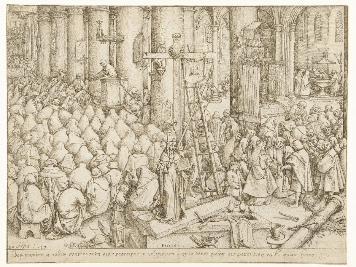 Geloof (Fides) by Pieter Bruegel, drawing, 1559