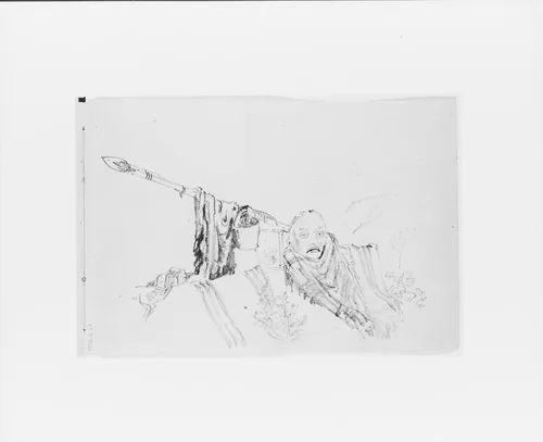 Still Life with Head and Spear (from Sketchbook X) by William Trost Richards, artwork, 1885