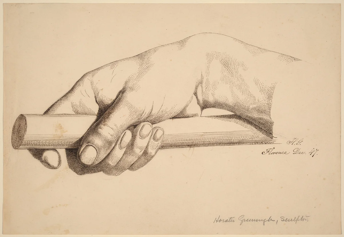 Right Hand Holding Short Rod by Horatio Greenough, drawing, 1847