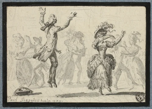 Ladies and Gentlemen Dancing by Paul Grégoire, drawing, 1781-1823