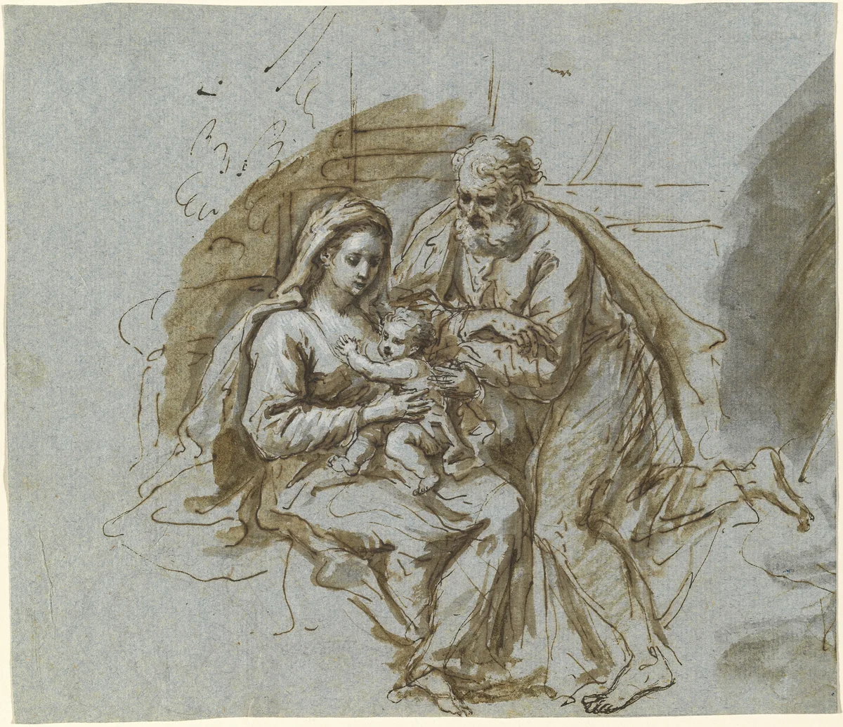 The Holy Family by Bartholomäus Ignaz Weiss, drawing, 1740-1814