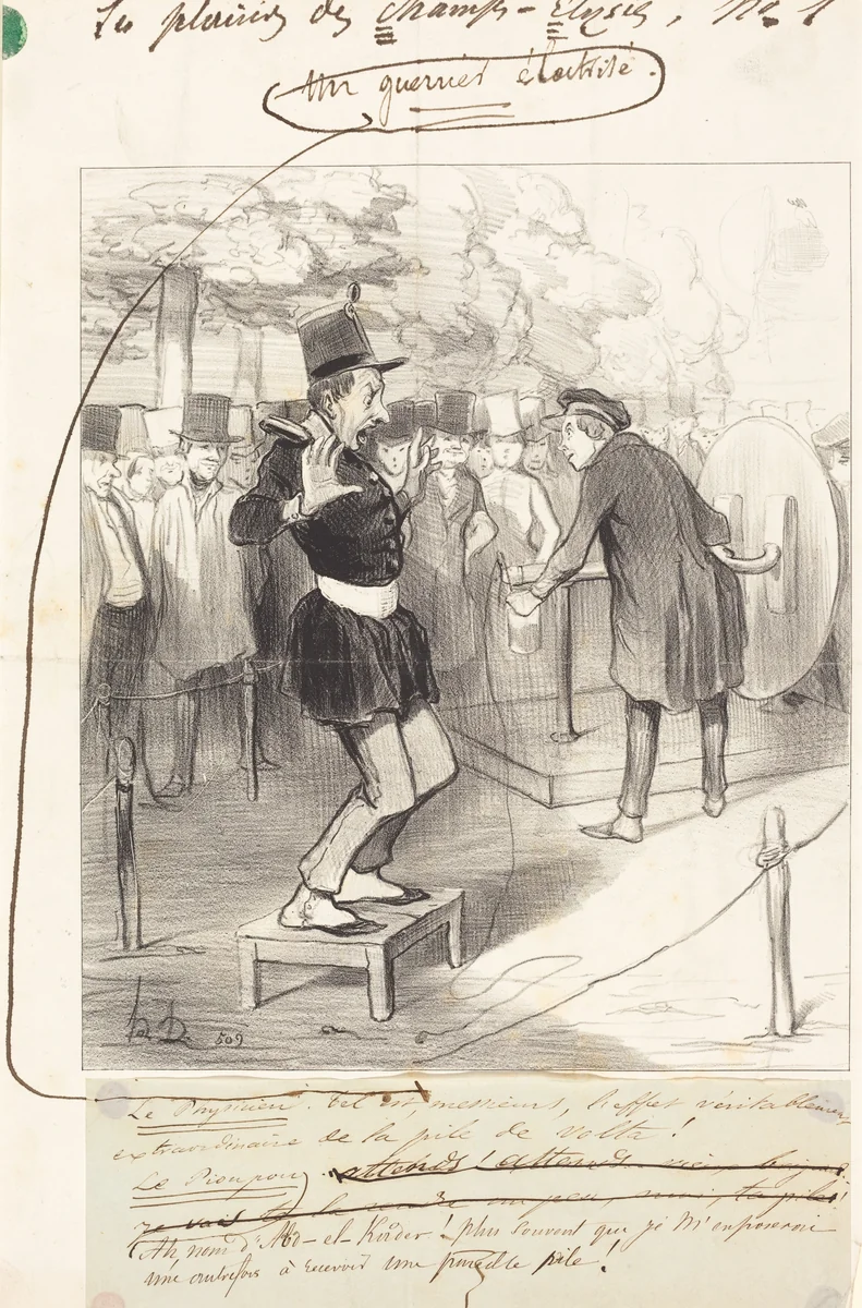 Une Guerrier électrisé by Honoré Daumier, print, 1843