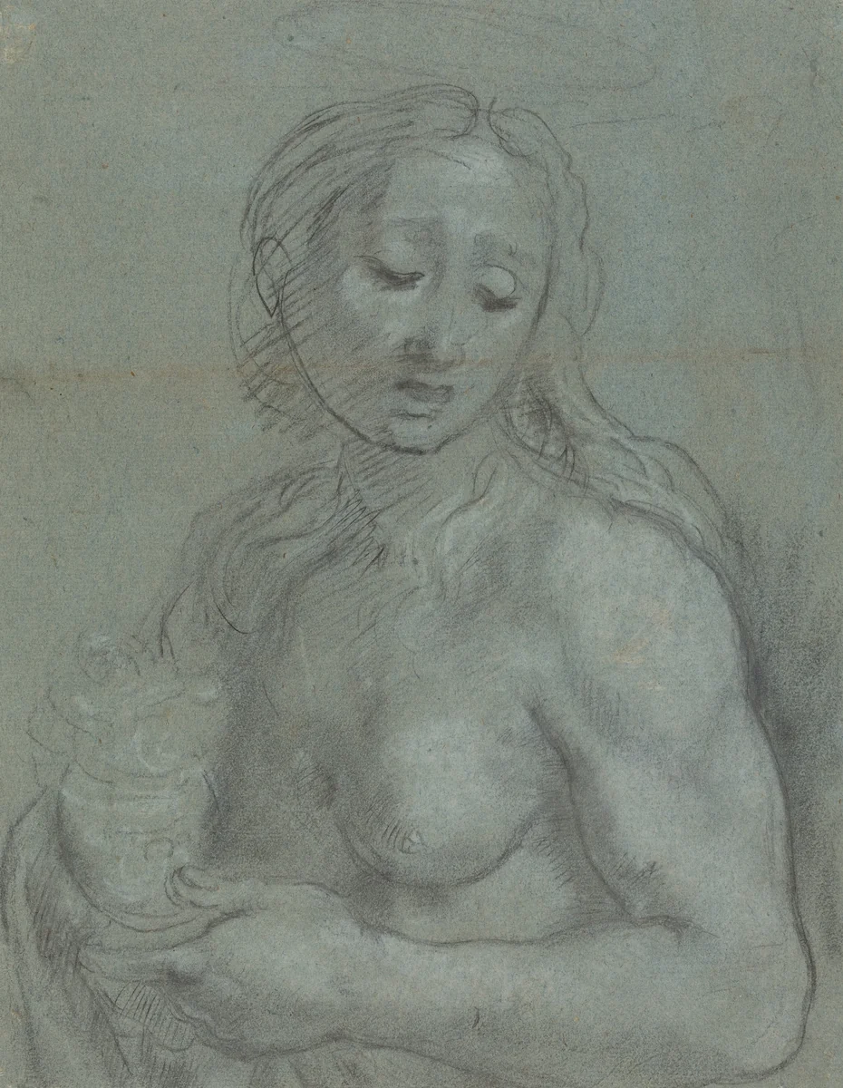 Half-Length of Mary Magdalene [verso] by Federico Barocci, drawing, 1565-1567