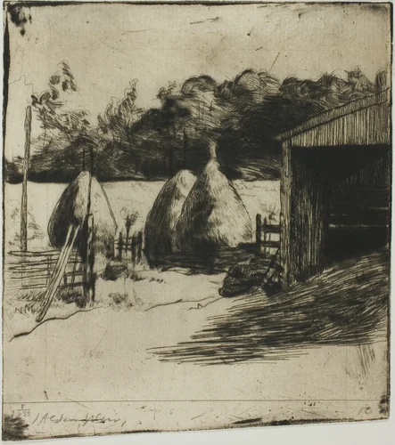 The Haystacks by Julian Alden Weir, print, 1887-1889