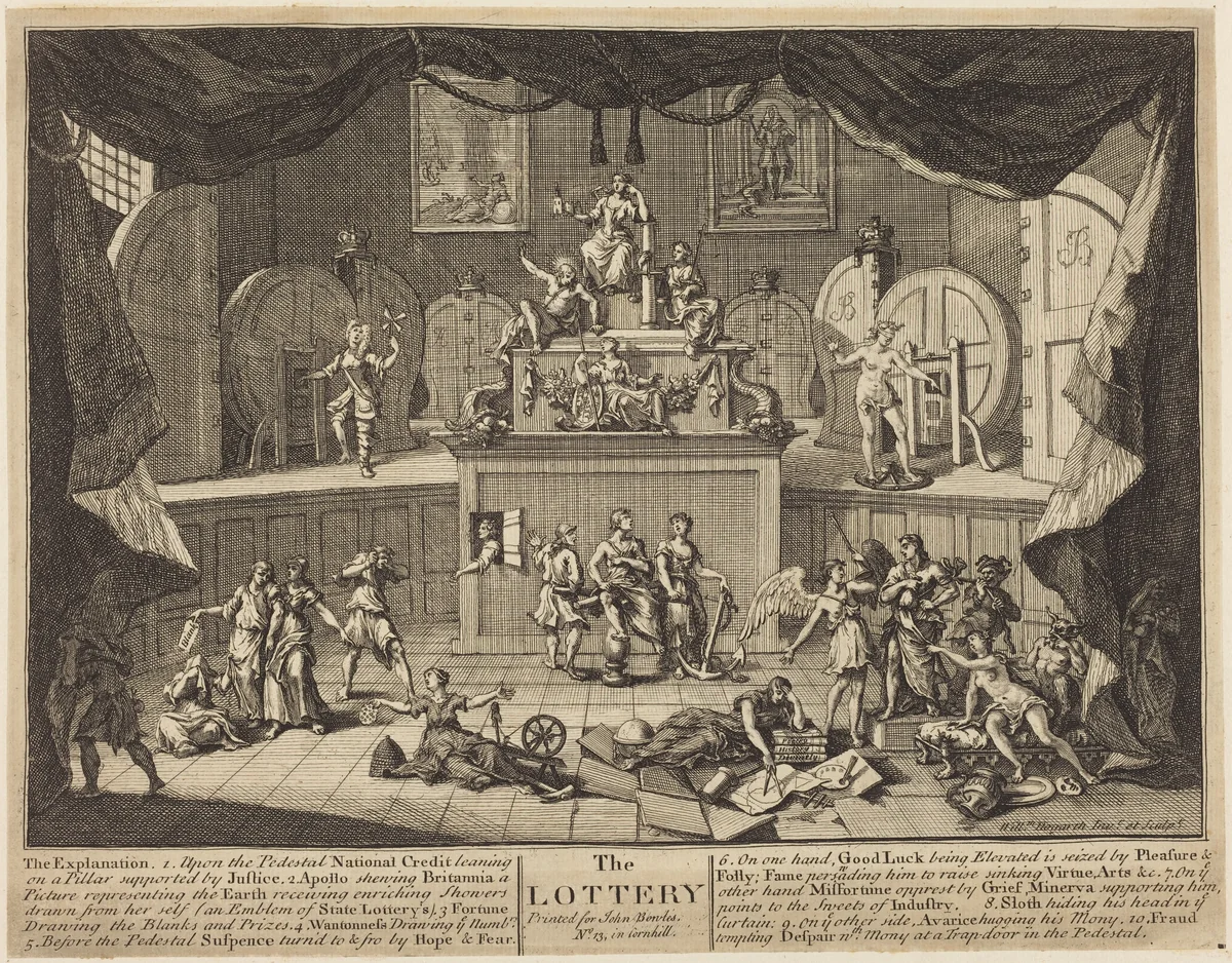 The Lottery by William Hogarth, print, 1721